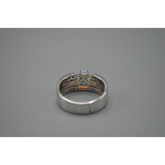Opalite Cluster 3 Band Ring w/ Crystals CZ ADI 925 Thai Stamp Size 9.75 7.05g - Picture 4 of 7
